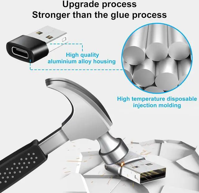 Alt view image 7 of 7 - USB C to USB Adapter 10 Pack USB C Female to USB Male Adapter USBC to USB Adapter USB to C Adapter USB to Type C Adapter USBA to USBC Adapter for iPhone 15/14/13 iPad Pro AirPods Grey
