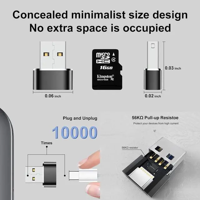 Alt view image 6 of 7 - USB C to USB Adapter 10 Pack USB C Female to USB Male Adapter USBC to USB Adapter USB to C Adapter USB to Type C Adapter USBA to USBC Adapter for iPhone 15/14/13 iPad Pro AirPods Grey