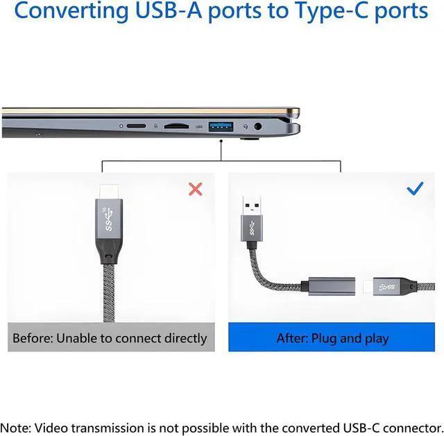 Alt view image 6 of 7 - USB to USB C Cable Adapter 2 Pack USB C Female to USB A Male Adapter - 10Gbps Data Transfer 60W Fast Charging Type-C 3.2 Converter Compatible with Laptops PCs Flash Drives (0.41 Ft Grey)