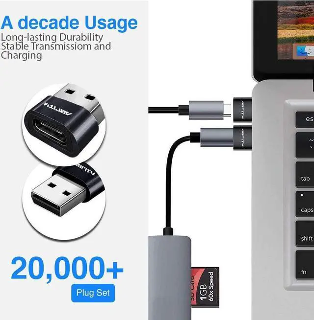 Alt view image 2 of 5 - USB C to USB [2-Pack] Adapters for USB USB C Charger Plug USB Plug USB C to USB A Type C Plug Adaptor for OTG Laptop SD Card Reader Headphones Socket Wall Power Port Apple iPhone  Charger Cable