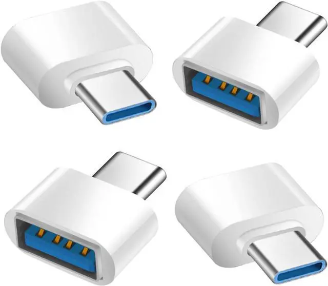 Main image of USB C to USB Adapter 4 Pack USB Female to USB C Male OTG Adapter USB C Adapter Compatible with MacBook Pro  Galaxy Type-C Phones Laptops Tablets and More (White)