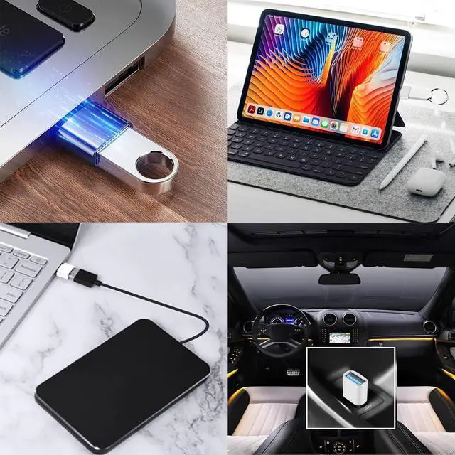 Alt view image 6 of 7 - USB C to USB Adapter 4 Pack USB Female to USB C Male OTG Adapter USB C Adapter Compatible with MacBook Pro  Galaxy Type-C Phones Laptops Tablets and More (White)