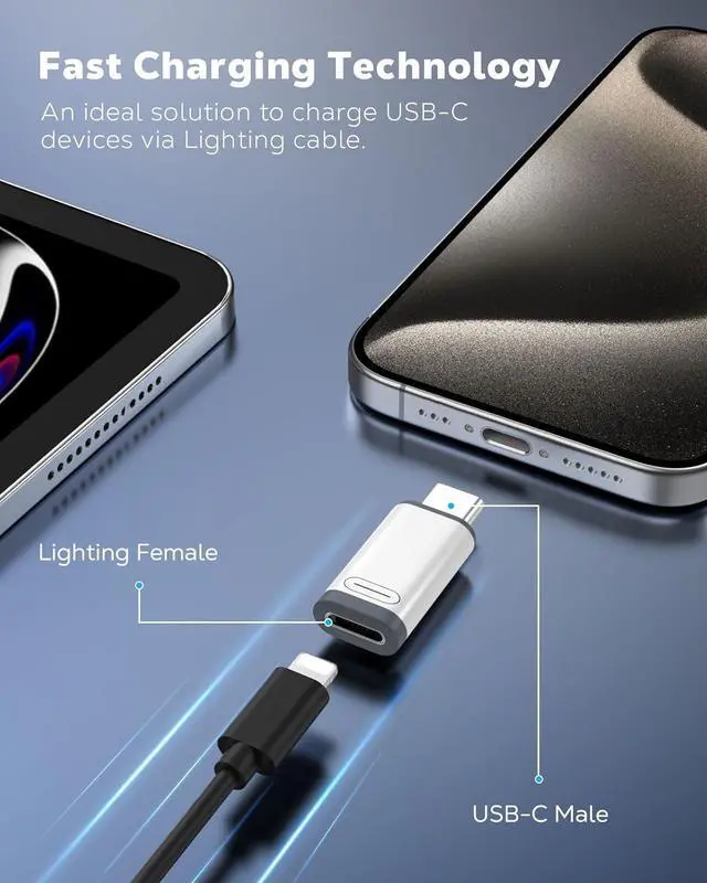 Alt view image 3 of 7 - 4Pack Lightning Female to USB C Male Adapter USB-C to Lightning Adapter for iPhone 15/16 Pro/16 Pro Max/Plus Galaxy S24 iPad Air iPhone to USB C Adapter for Charging/Data Sync NOT for Audio/OTG