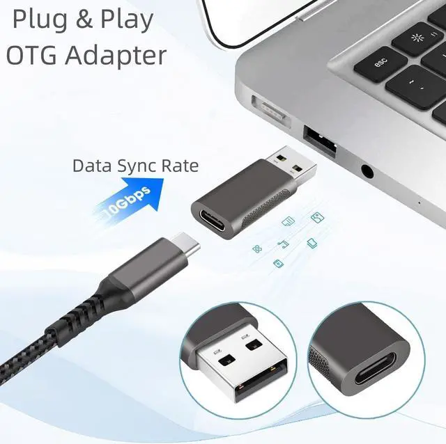 Alt view image 2 of 7 - USB A to USB C and USB C to USB A OTG Adapter Gray 10Gbps Data Sync Zinc Alloy Type A/C Male to USB 3.2 Type C/A Female Converter for Charger USB C Cable PC Laptop Flash Drive ADT-ACG2