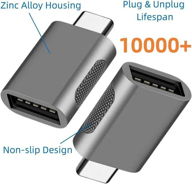Alt view image 6 of 7 - USB A to USB C and USB C to USB A OTG Adapter Gray 10Gbps Data Sync Zinc Alloy Type A/C Male to USB 3.2 Type C/A Female Converter for Charger USB C Cable PC Laptop Flash Drive ADT-ACG2
