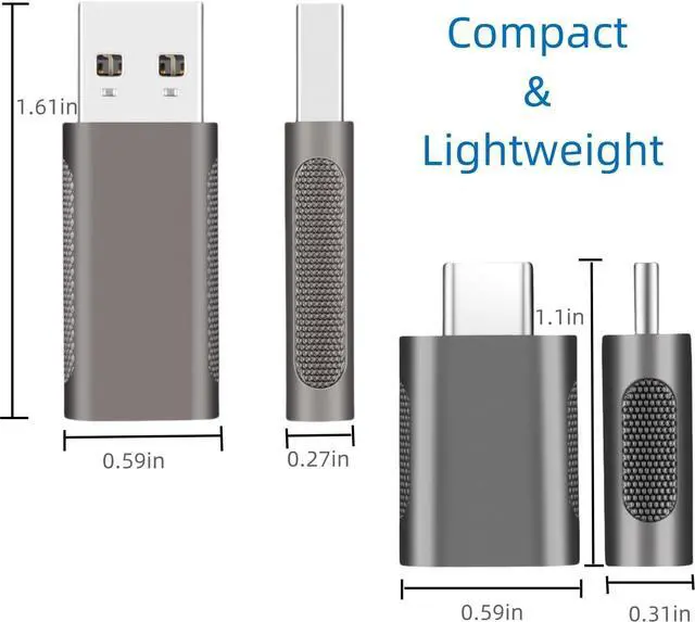Alt view image 7 of 7 - USB A to USB C and USB C to USB A OTG Adapter Gray 10Gbps Data Sync Zinc Alloy Type A/C Male to USB 3.2 Type C/A Female Converter for Charger USB C Cable PC Laptop Flash Drive ADT-ACG2