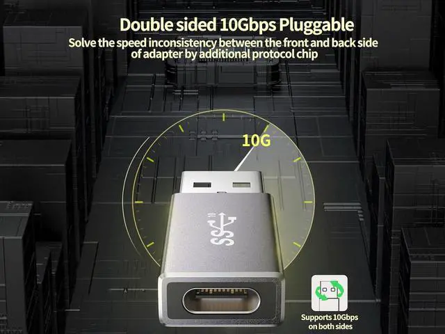 Alt view image 3 of 7 - [Double Sides] USB C Female to USB Male Adapter Type C to USB Converter Supports USB 3.2 Speeds (10Gbps) 60W Fast Charging/Data Transfer Compatible with Apple/iPhone/Car/
