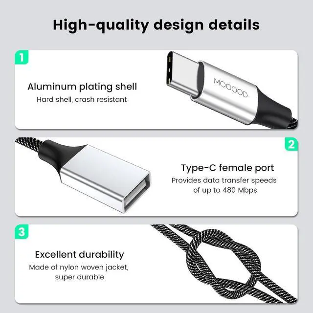 Alt view image 6 of 6 - USB C to Dual USB Female Adapter Type C to Dual USB Splitter USB c to Double USB 2.0 Adapter Double USB 2.0 OTG Splitter Cord Converter for MacBook Pro Google Pixel Galaxy S9 / S8 / Note 8