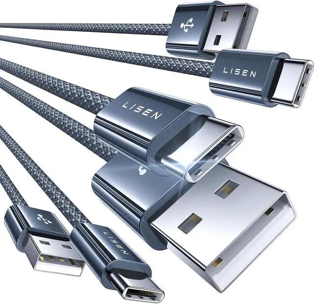 Main image of USB Cable [3 Pack 3.3ft+3.3ft+6.6ft] 3.2A USB to C Cable Fast Charging 48-Braided Cord for USB to UAB C Compatible with  Galaxy S23 iPhone 15 Pro Max 15 Plus 15 Pro 15 Google Pixel 7