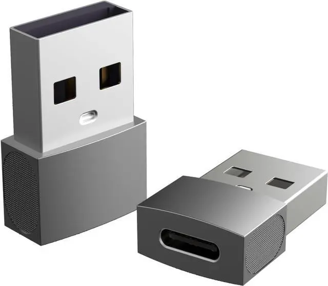 Main image of Pack of 2 USB A to USB C OTG Adapter Gray 480Mbps Data Sync Zinc Alloy Type A Male to USB 2.0 Type C Female Converter for Charger USB C Cable PC Laptop Flash Drive ADT-AAG2
