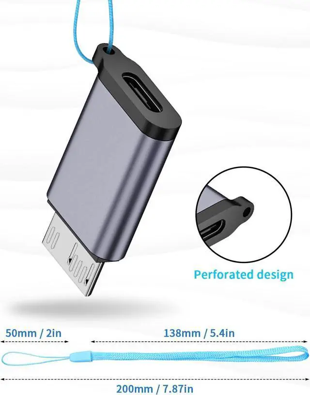 Alt view image 6 of 7 - USB C to Micro B Adapter 10Gbps Micro B to USB C Adapter 3.2 USB Type C Female to Micro B Male Converter Adapter for Hard Drive Cable External Hard SSD Drive Tablet Phone Laptop 2 Pack