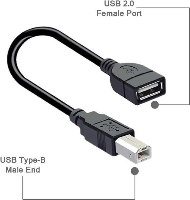 Alt view image 4 of 7 - USB A to USB B Adapter Cable USB A Female to B Male 2.0 Converter Cord Type-B to USB Connector Cable for Printer/Scanner/Fax Machine to Computer/Laptop (0.5M/1.64FT)