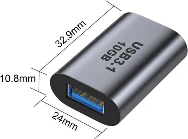 Alt view image 3 of 3 - USB Female to USB C Female Adapter (2 Pack) 10Gbps USB 3.1 to Type-C Extension Coupler Converter Extender Connector Support Fast Charging for PC Laptop Charger Power Bank
