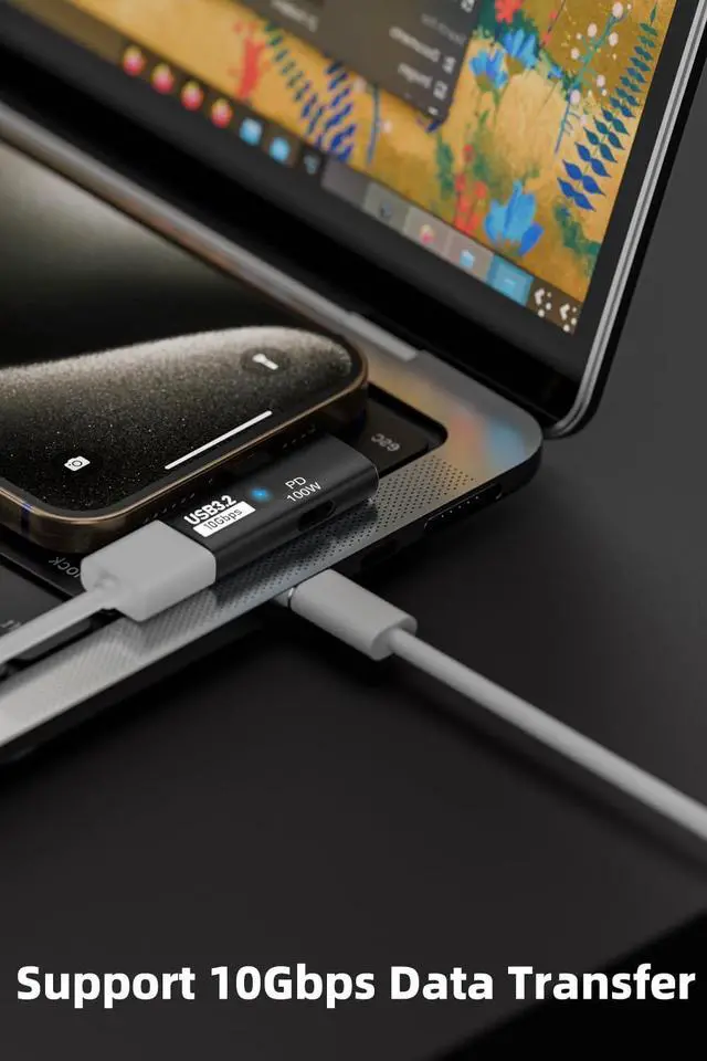 Alt view image 4 of 6 - 2-in-1 USB C to USB 3.2 Adapter with 100W Charging Port Thunderbolt 4/3 OTG Converter for Rog Ally Steam Deck Quest 2 iPhone 15 Series iPad MacBook and More Type C Device - Black