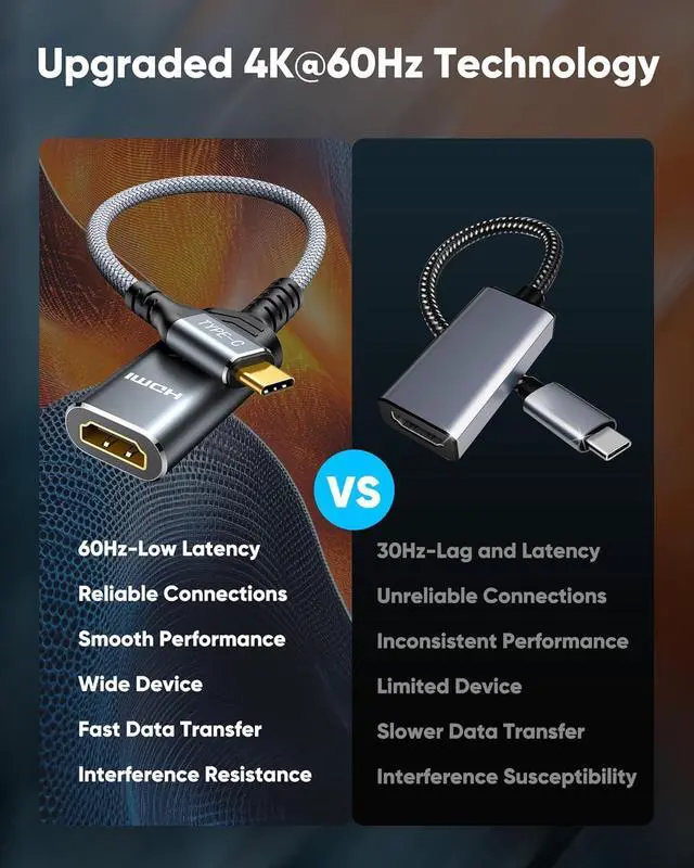 Alt view image 2 of 7 - USB C to HDMI Adapter 4K@60Hz [High Speed Thunderbolt 3/4] USB Type C to HDMI Adapter Groundbreaking Performance Compatible for iPhone 15 Pro/Max MacBook Pro/Air iPad iMac and More