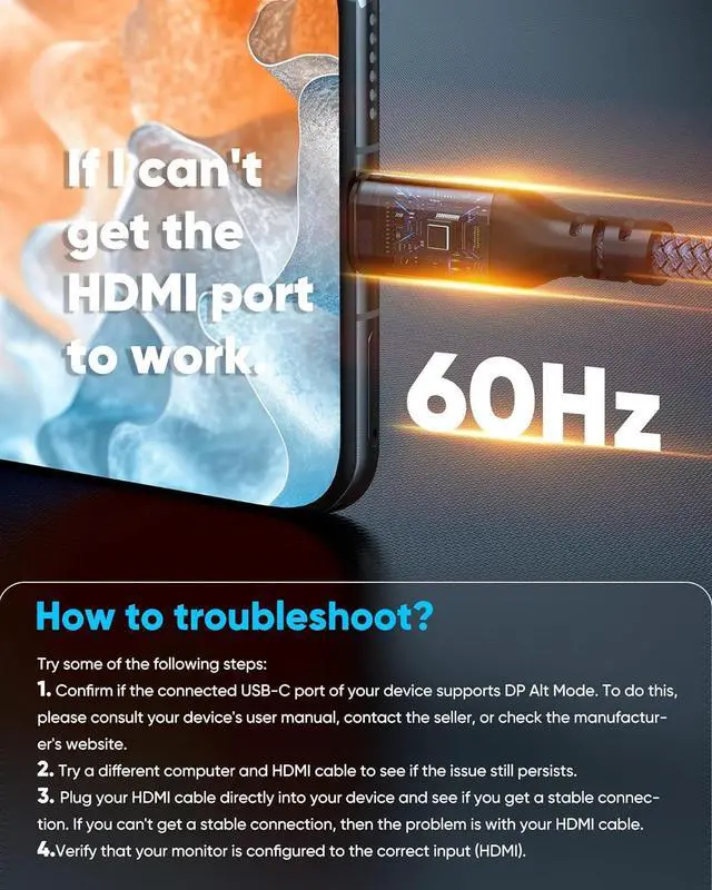 Alt view image 7 of 7 - USB C to HDMI Adapter 4K@60Hz [High Speed Thunderbolt 3/4] USB Type C to HDMI Adapter Groundbreaking Performance Compatible for iPhone 15 Pro/Max MacBook Pro/Air iPad iMac and More