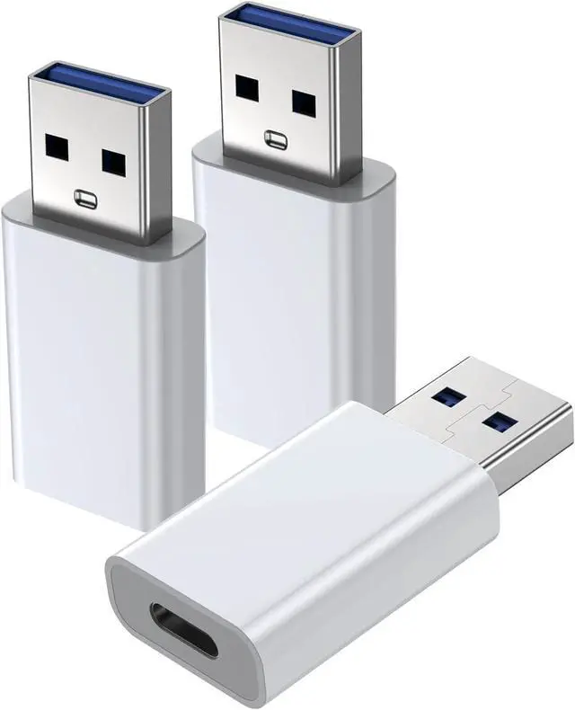 Main image of 3Pack USB to USB C Adapter Typec to USB Adapter Charger Cable Converter OTG Charger Converter for iPhone 16/15/14/13/12 Pro Max Plus iPad 9/10 Air 5 Mini 6 Car  S24 S23 S22 Plus Ultra etc.