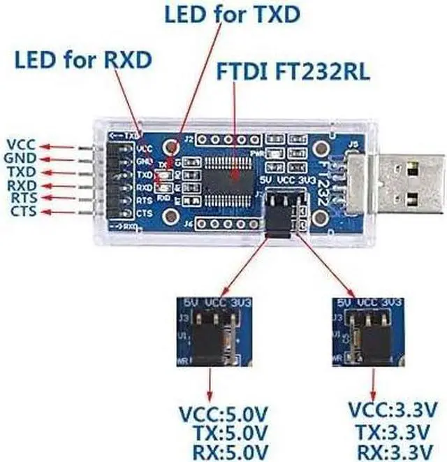 Alt view image 2 of 6 - SH-U09C USB to TTL Serial Adapter with FTDI FT232RL Chip Compatible with Windows 11 10 7 and Mac OS