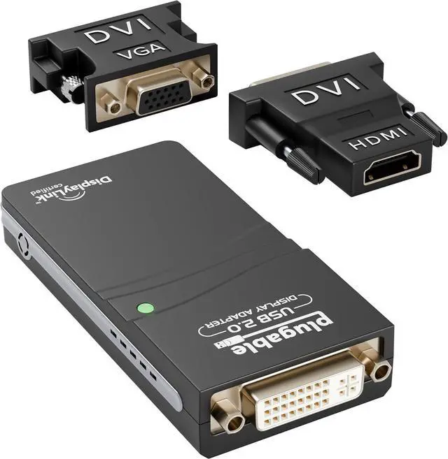Main image of USB 2.0 to DVI VGA or HDMI Video Graphics Adapter for Multiple Monitors up to 1920x1080 Supports Windows 11 10 8.1 7 XP Mac and ChromeOS