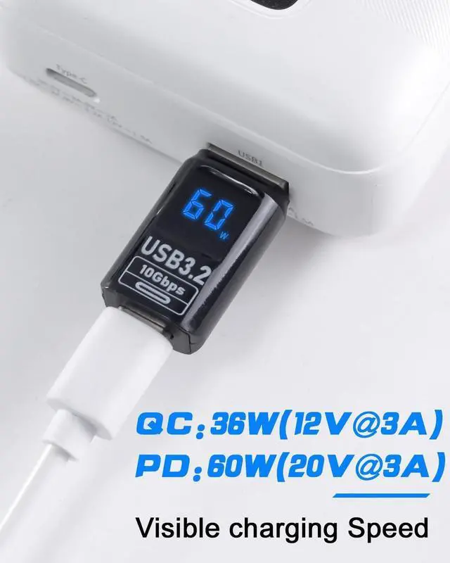 Alt view image 2 of 7 - USB C Female to USB Male Adapter 10Gbps USB A to USB C Adapter with Digital Display 60W Power Delivery One-Sided Data Transfer USB C to USB Male Adapter for iPhone MacBook 2pack