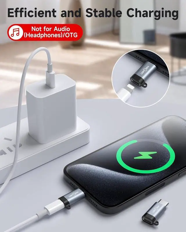Alt view image 3 of 7 - 4 Pack Lightning to USB C Adapter for iPhone 15/16 Pro Max/Plus  S24 iPad Air Fast Charging & Data Transfer Type C Charger Connector Cable Not for Audio/Headphone/OTG for iPhone 16/15 Charger