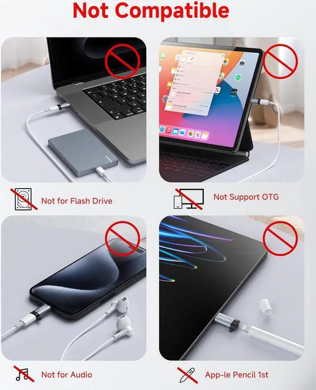 Alt view image 6 of 7 - 4 Pack Lightning to USB C Adapter for iPhone 15/16 Pro Max/Plus  S24 iPad Air Fast Charging & Data Transfer Type C Charger Connector Cable Not for Audio/Headphone/OTG for iPhone 16/15 Charger