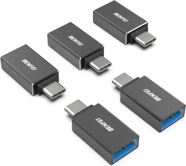 Main image of 5 Pack USB C to USB 3.0 Adapter USB C to A Male to Female Adapter Compatible with iPhone 15 Pro/Max MacBook Pro/Air 2023 iPad Pro iMac S23 XPS 17 Surface Book 3 and More - Black
