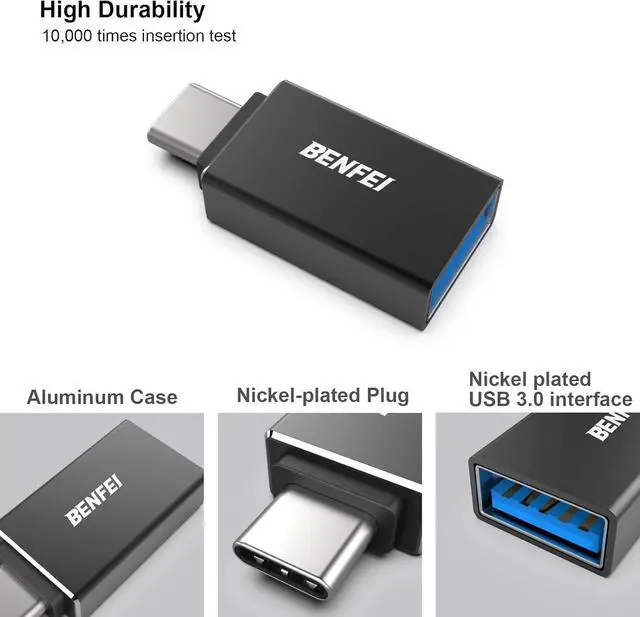 Alt view image 5 of 7 - 5 Pack USB C to USB 3.0 Adapter USB C to A Male to Female Adapter Compatible with iPhone 15 Pro/Max MacBook Pro/Air 2023 iPad Pro iMac S23 XPS 17 Surface Book 3 and More - Black