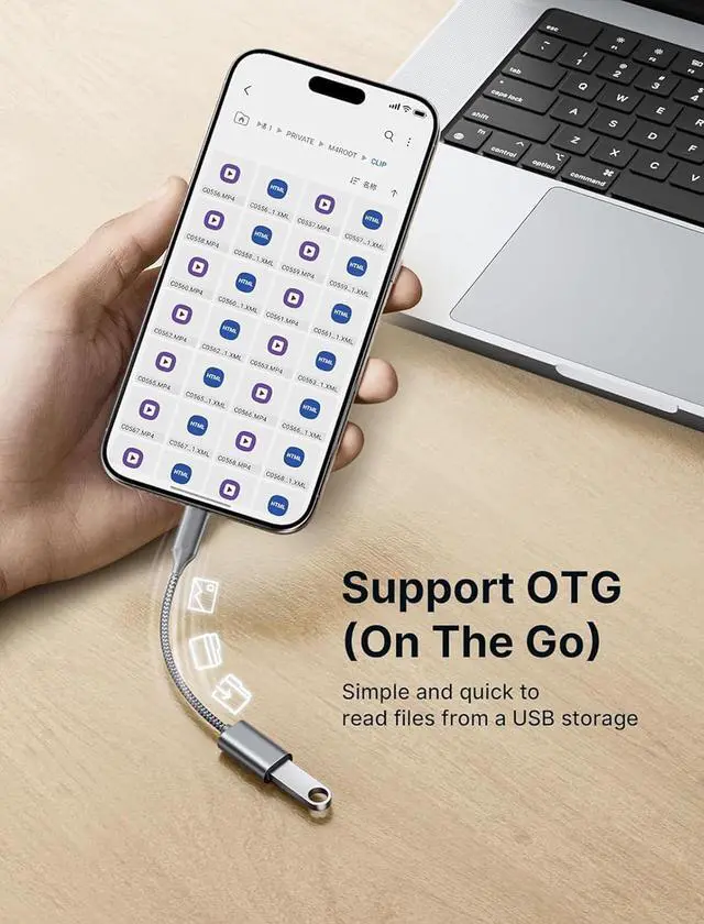 Alt view image 4 of 7 - OTG USB-C to USB 3.0 Adapter [2Pack] Thunderbolt 3 Compatible with Apple MacBook Pro/Air iPhone 16 Pro Max/Plus/15  Galaxy S24/S23/S22/S21