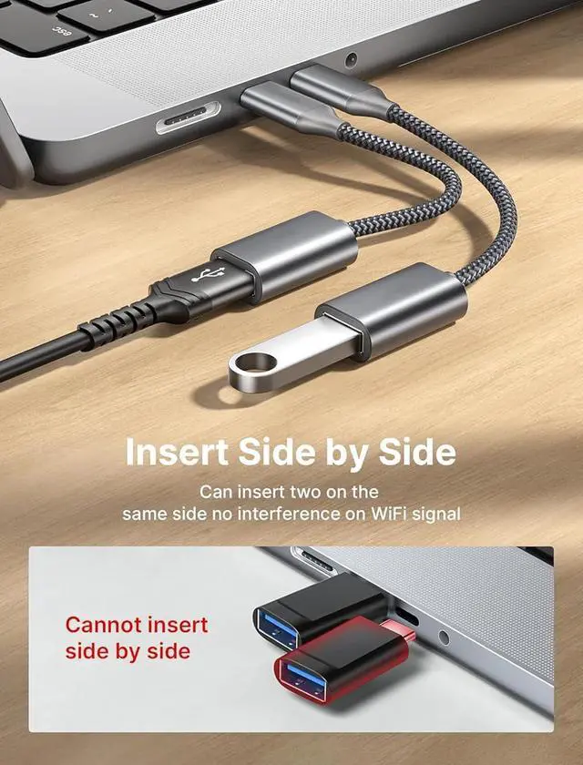 Alt view image 3 of 7 - OTG USB-C to USB 3.0 Adapter [2Pack] Thunderbolt 3 Compatible with Apple MacBook Pro/Air iPhone 16 Pro Max/Plus/15  Galaxy S24/S23/S22/S21