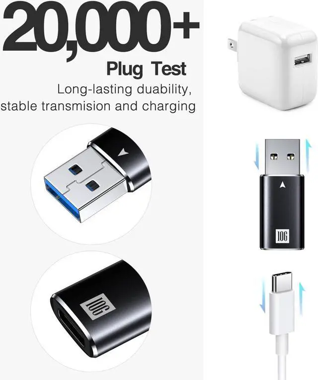 Alt view image 5 of 7 - [10Gbps] USB C Female to USB Male Adapter USB 3.1 A to USB C Adapter SuperSpeed Data Sync Compatible with iPhone 16/ iPhone 15 Plus Pro Max Type-C Earphone Laptop Charger Quest Link- Black