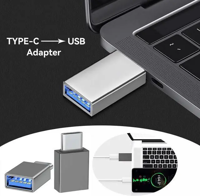 Alt view image 2 of 7 - USB C to USB Adapter 4 Pack Type C Male to USB 3.0 Female OTG Converter Thunderbolt 4/3 to USB Adapter for iPhone 15 Pro Max Plus MacBook Pro Air  Galaxy iPad (Black)