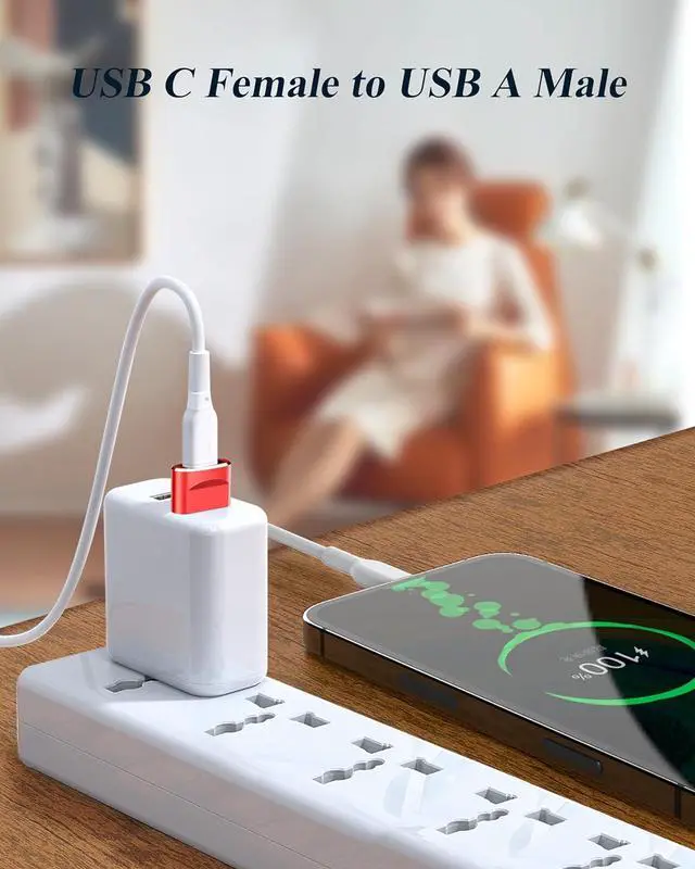 Alt view image 4 of 7 - USB to USB C Adapter 4 Pack USB C Female to A Male Charger Type C Converter for Apple Watch Ultra iWatch 7 8 SE iPhone 14 13 12 15 Pro Plus Max Mini AirPods iPad Air Samsung Galaxy S23 S22