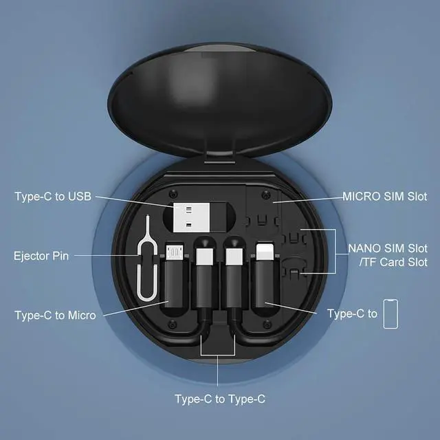 Alt view image 2 of 6 - USB Adapter Micro USB Charging Cable with USB C Lighting Adapter Lighting to USB C Adapter Multi Charging Cable Storage Box Contains SIM Card Holder