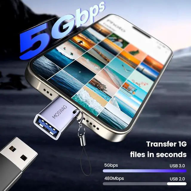 Alt view image 3 of 6 - USB C to USB Adapter 4 Pack USBC Male to USB 3.0 Female MacBook Pro Air Adapter Type C Thunderbolt 3 OTG Converter for MacBook Chromebook Surface  Galaxy S24 S23 iPhone 15 16