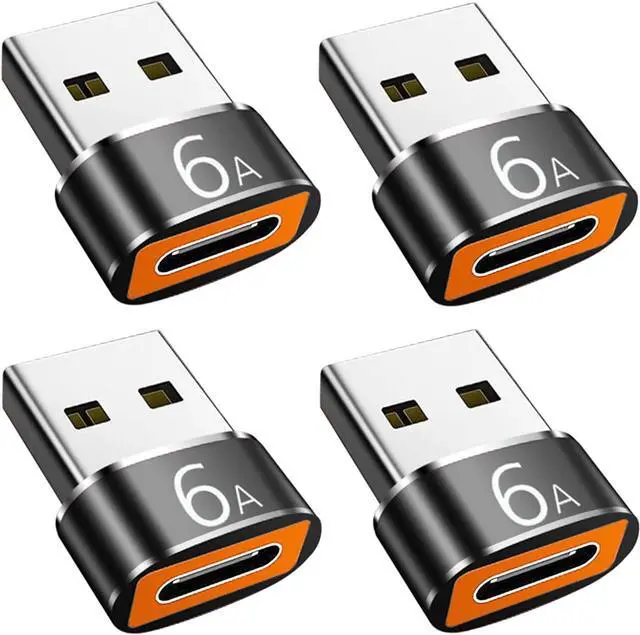 Main image of USB to USB C Adapter 4 Pack USB C Female to USB A Male Adapter Type C to USB A Charger Cable Converter Compatible with iPhone 15 14 13 12 Pro Apple Watch Airpods  Galaxy S23 S22 S21