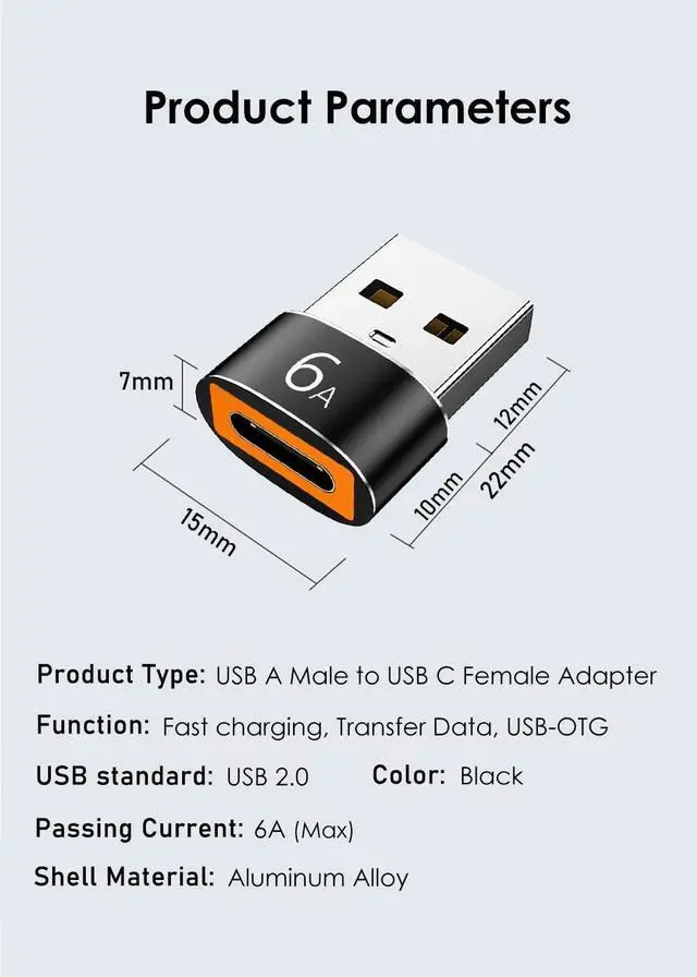 Alt view image 7 of 7 - USB to USB C Adapter 4 Pack USB C Female to USB A Male Adapter Type C to USB A Charger Cable Converter Compatible with iPhone 15 14 13 12 Pro Apple Watch Airpods  Galaxy S23 S22 S21