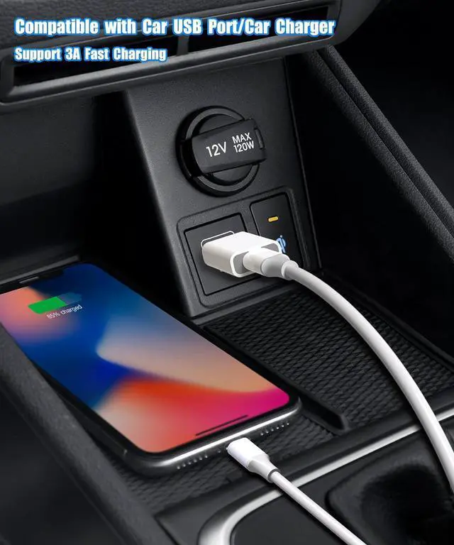 Alt view image 3 of 7 - USB to USB C Adapter for Car USB Port Support CarPlay USB Wall Plug USB Type-C Female to USB-A Male Adapter Work with Apple Watch iPhone 16 15 14 13 12 Pro Max Mini SE iPad Galaxy Pixel 9 8 7 6
