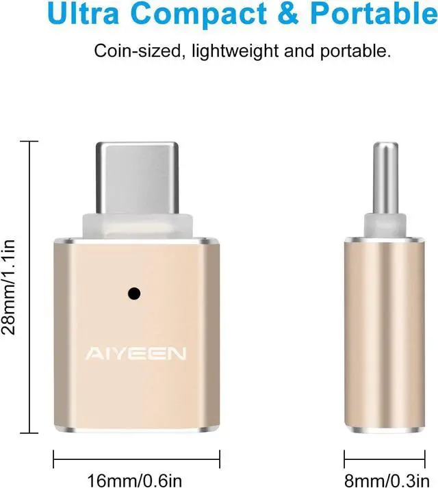 Alt view image 2 of 7 - USB C to USB Adapter(2 Pack) USB C Male to USB 3.0 Female Adapter OTG Converter Compatible with MacBook Pro 2019/2018/2017 MacBook Air 2018 and More Type-C Devices Gold