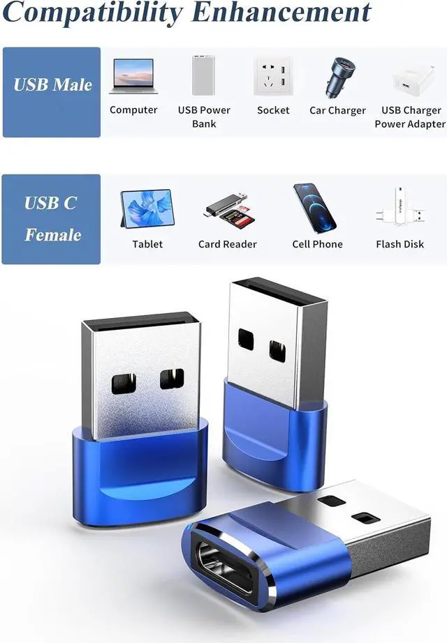 Alt view image 6 of 7 - USB to USB C Adapter 4 Pack USB C Female to A Male Charger Type C Converter for Apple Watch Ultra iWatch 7 8 SE iPhone 14 13 12 15 Pro Plus Max Mini AirPods iPad Air Samsung Galaxy S23 S22