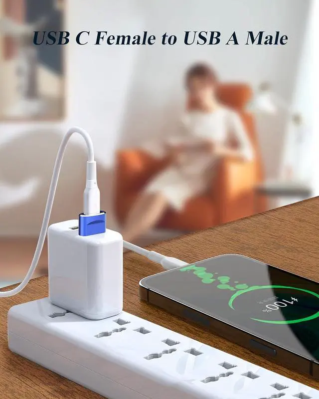 Alt view image 4 of 7 - USB to USB C Adapter 4 Pack USB C Female to A Male Charger Type C Converter for Apple Watch Ultra iWatch 7 8 SE iPhone 14 13 12 15 Pro Plus Max Mini AirPods iPad Air Samsung Galaxy S23 S22