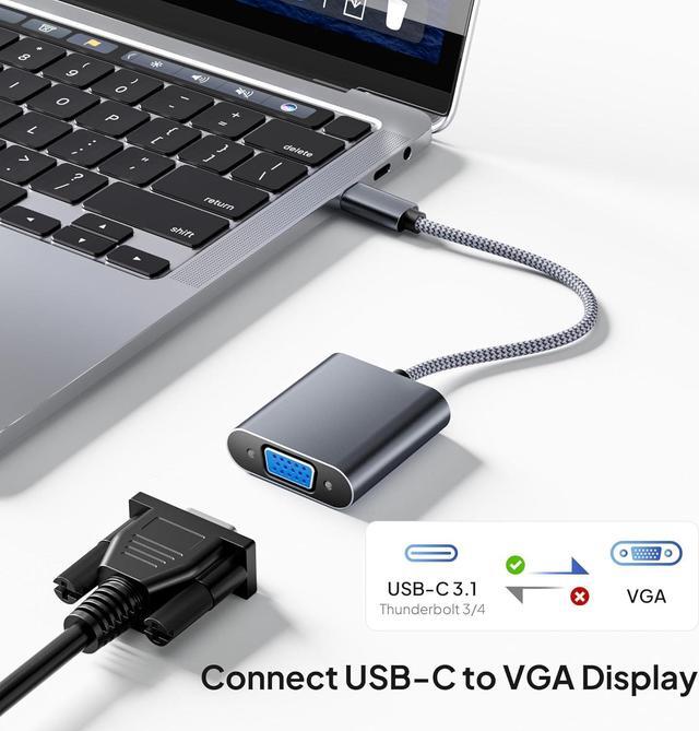 Alt view image 2 of 7 - USB C to VGA Adapter for Macbook Pro/Monitor Type-C (Thunderbolt 3/4) to VGA (15 Pin)Video Cable Converter for Chromebook Apple iPhone 16 15 Max Plus Mac Air iPad iMac  XPS Surface Book HP