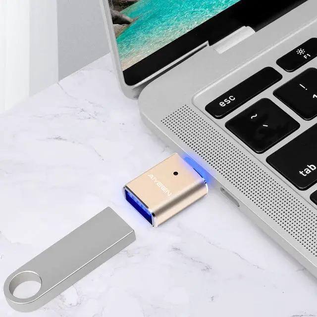 Alt view image 5 of 7 - USB C to USB Adapter(2 Pack) USB C Male to USB 3.0 Female Adapter OTG Converter Compatible with MacBook Pro 2019/2018/2017 MacBook Air 2018 and More Type-C Devices Gold