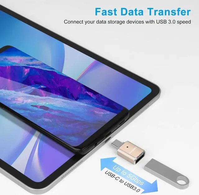 Alt view image 7 of 7 - USB C to USB Adapter(2 Pack) USB C Male to USB 3.0 Female Adapter OTG Converter Compatible with MacBook Pro 2019/2018/2017 MacBook Air 2018 and More Type-C Devices Gold