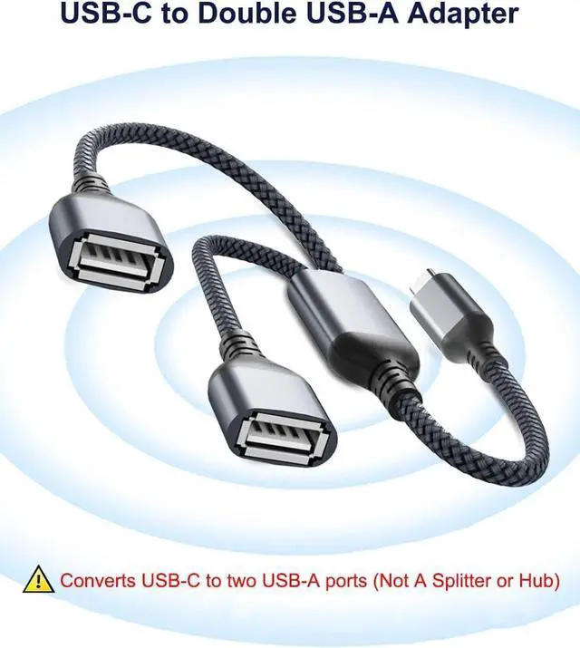 Alt view image 2 of 7 - USB C Male to Dual USB Female Cable Adapter 1FT Thunderbolt 3 to Double Type A 2.0 OTG Splitter Cord Converter Multiple Hub for iPhone 16 15 MacBook Pro iPad Air 5 Mini 6  Surface GO Tab S10