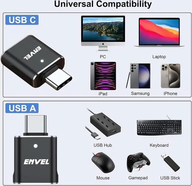 Alt view image 6 of 7 - USB to USB C Adapter USB3 5Gbps High Speed Data Transfer OTG Converter Thunderbolt3 4 Compatible with  iWatch iPhone 15 16 Pro Max iPad Air 4 5 Mini 6