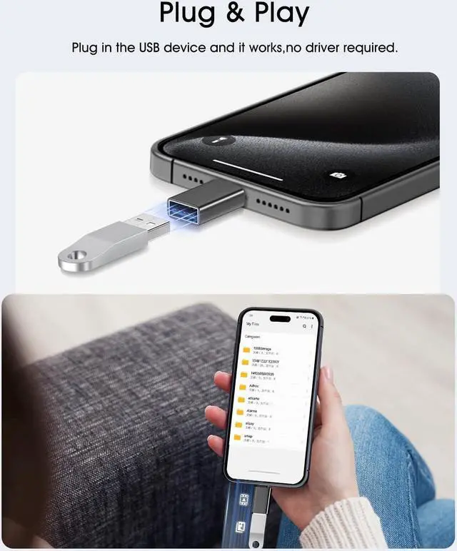 Alt view image 6 of 7 - USB C to USB Adapter 4 Pack [Side-by-Side Use] USB Type C Male to USB 3.0 Female OTG Converter Thunderbolt 4/3 to USB Adapter for iPhone 15 Pro Max Plus MacBook Pro Air  Galaxy iPad Black