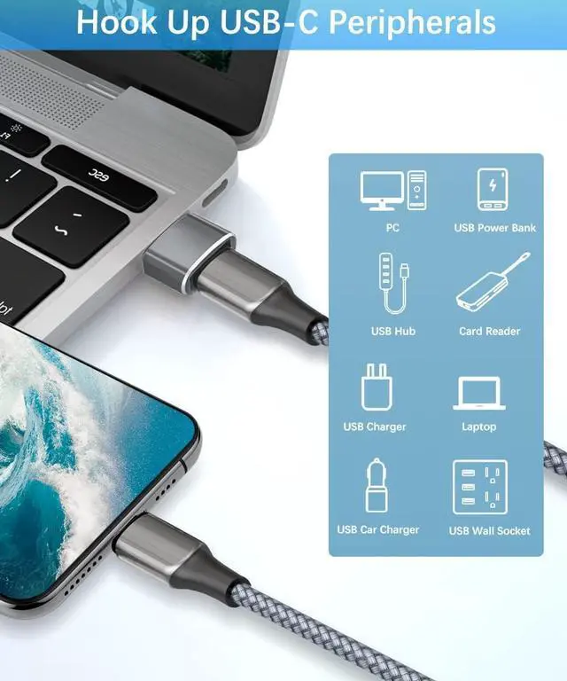 Alt view image 5 of 7 - USB to USB C Adapter with C Male to 3.0 Female Charger 4Pack Thunderbolt 4 OTG Converter for MacBook iPhone 16 16e 15 14 13 Plus Pro Max  Galaxy AI S25 S24 23 Ultra iPad Air AirPods