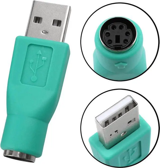 Alt view image 2 of 5 - USB to PS2 Adapter PS/2 Female to USB Male Converter Adapter Green for Mouse and Keyboard 4PCS