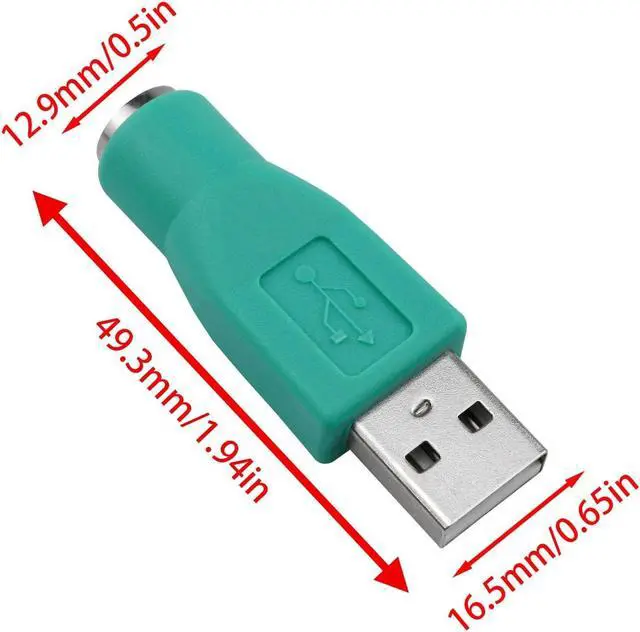 Alt view image 3 of 5 - USB to PS2 Adapter PS/2 Female to USB Male Converter Adapter Green for Mouse and Keyboard 4PCS